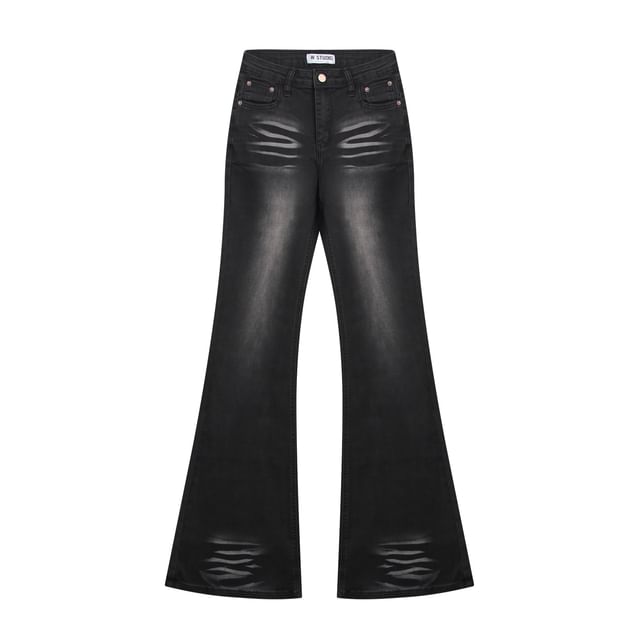 Colada-Mid Waist Washed Flared Jeans
