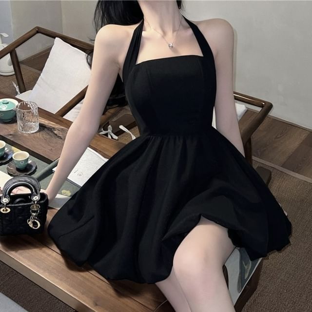 Elbelier - Halter Square Neck Plain Mini A-Line Bubble Dress | YesStyle Elbelier - Halter Square Neck Plain Mini A-Line Bubble Dress | YesStyle