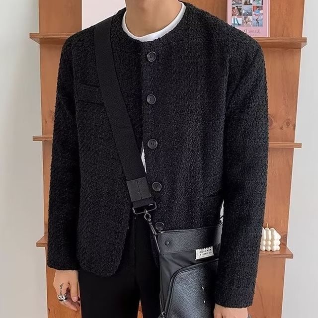 Nightbell-Tweed Button-Up Jacket
