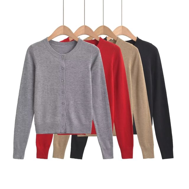 Asiris-Crew Neck Plain Cardigan