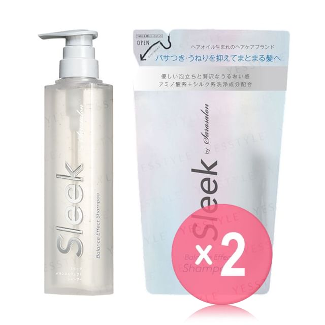 AQUA NOA-Sleek by sarasalon Balance Effect Shampoo 2pcs Bundle Set
