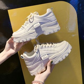 Shanhoo - Faux-Leather Platform Sneakers | YesStyle