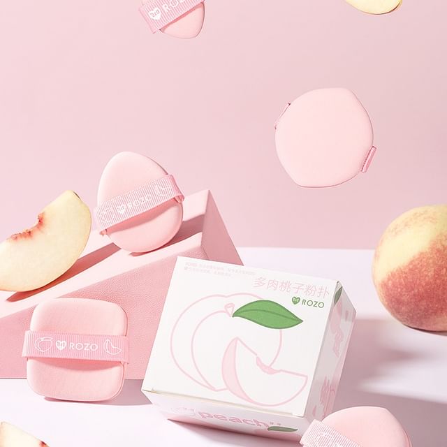 ROZO-Peach Powder Puff Set 5 pcs - Lot de 5 houppettes poudre pêche