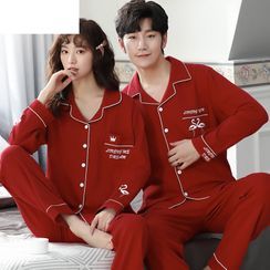 PJ Party - Couple Matching Pajama Set: Long-Sleeve Top + Pants
