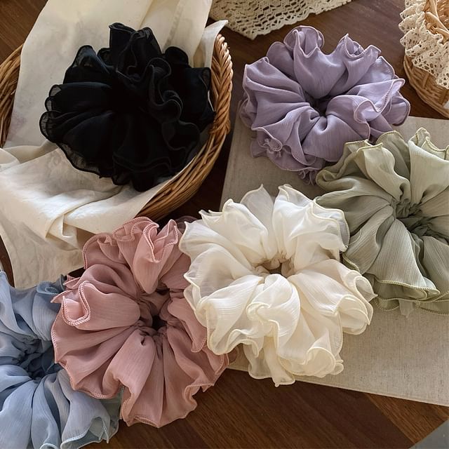 BeDaisy-Plain Ruffle Fabric Scrunchie