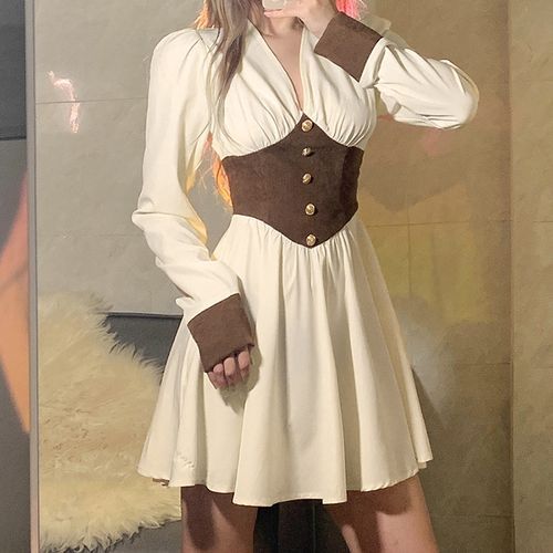 white dress with brown corset NOREEN EGG WHITE SATIN CORSET MAXI DRESS – SHOP DDMINE main image 1