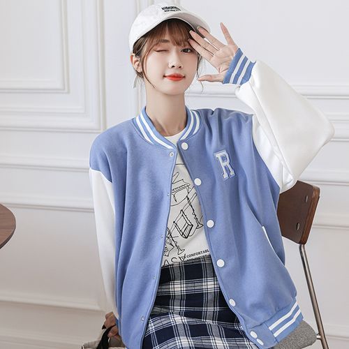 ZENME Letter Embroidered Baseball Jacket S