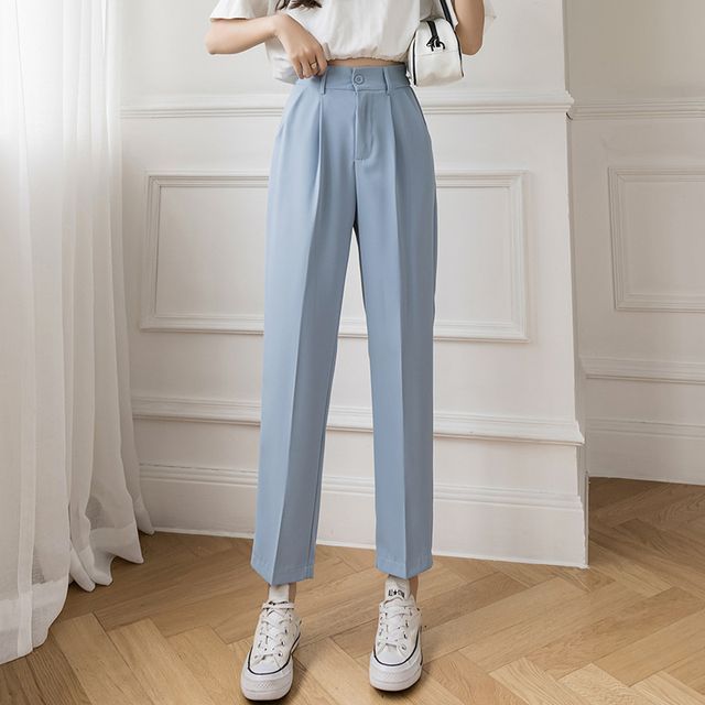 Dipssi - High-Waist Cropped Straight Leg Pants | YesStyle