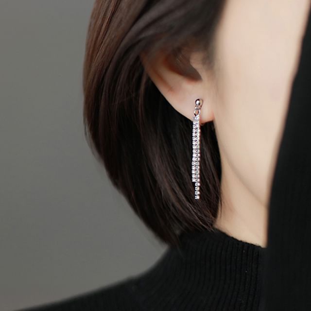 pexrl jewelry-Rhinestone Alloy Cuff Threader Earring