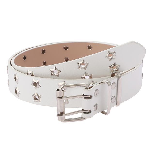 Familyhouse Heart Belt Studded Eyelet Belt Punk Leather Waist Belt