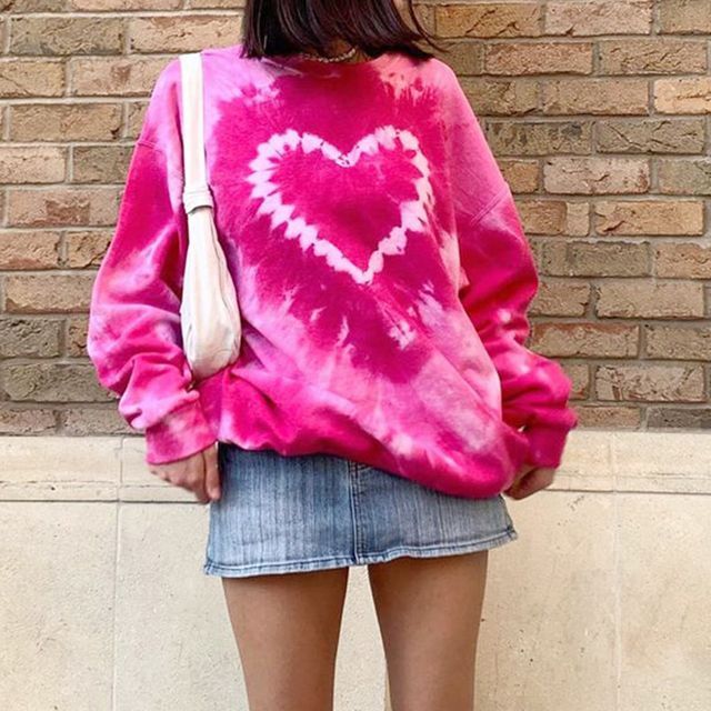 Tie Dye Pink Heart Print Sweatshirt – The Preppy Place