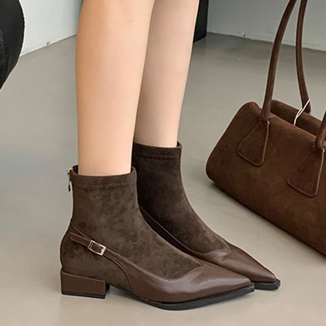 Karlao-Low Heel Pointed Toe Short Boots