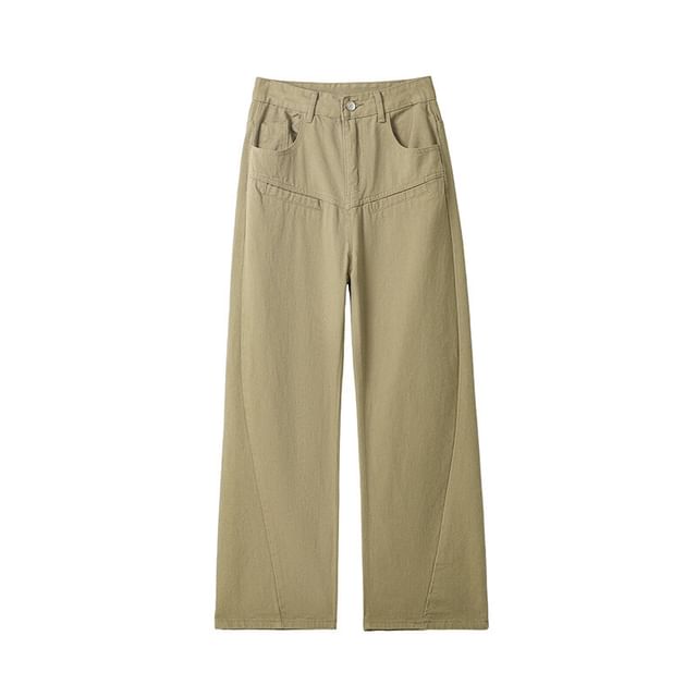 YIKES-High Waist Plain Wide Leg Cargo Pants