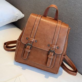 leather flap backpack