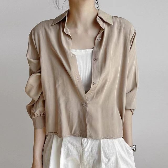 Odestra-Long-Sleeve Plain Shirt