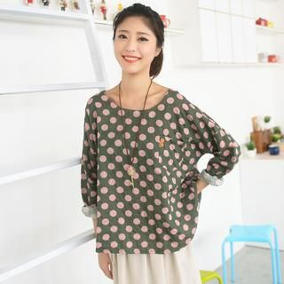 59 Seconds Dotted Pocket Long-Sleeve Top | YesStyle