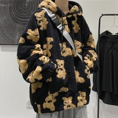 Wescosso - Bear Print Fluffy Hoodie Wescosso - Bear Print Fluffy Hoodie