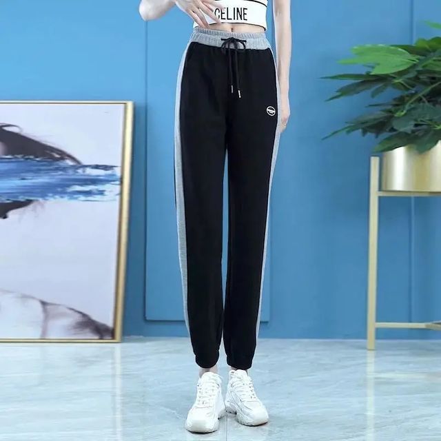 Everose-Drawstring Contrast Trim Sweatpants