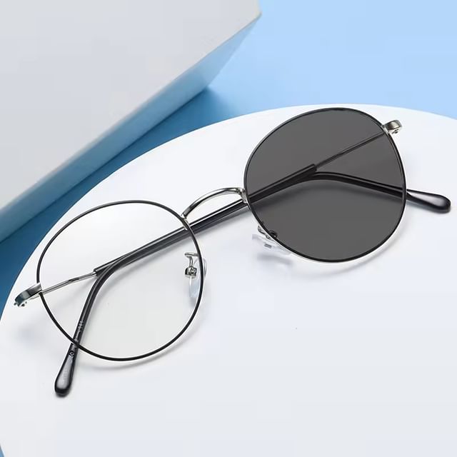 Aisyi-Round Metal Frame Photochromic Sunglasses
