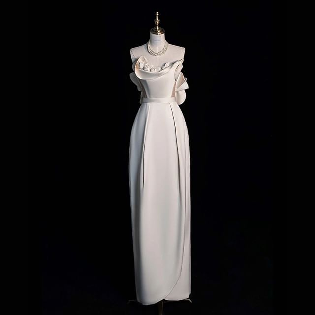 DreesHouse-Strapless Plain Sheath Evening Gown