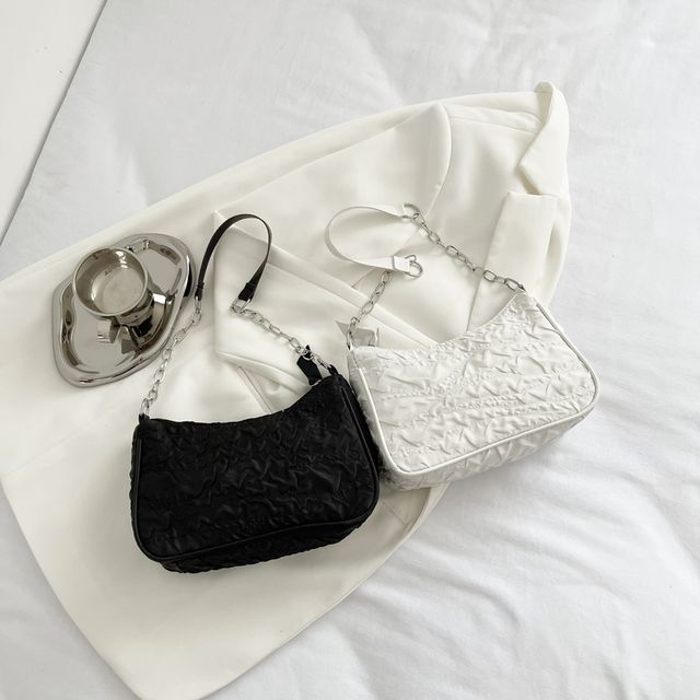 Basaran-Plain Crinkled Shoulder Bag