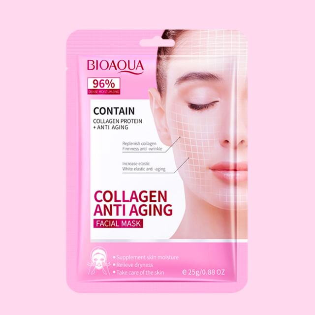 BIOAQUA-Collagen Anti Aging Facial Mask - Máscara Facial Antienvelhecimento com Colágeno-1 Unid