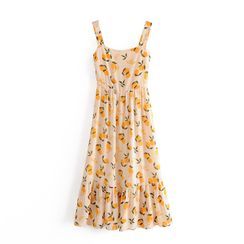 Odilia - Fruit-Print Ruffle Trim Tank Dress Odilia - Fruit-Print Ruffle Trim Tank Dress