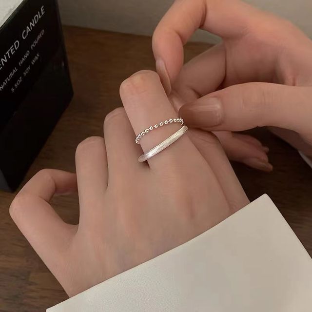 Toinianimos-Brushed Layered Sterling Silver Open Ring