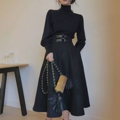 EFO - Set: High Neck Knitted Top + A-Line Skirt EFO - Set: High Neck Knitted Top + A-Line Skirt