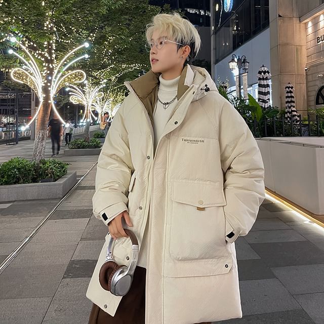 Bay Go Mall-Hooded Zip-Up Padded Long Coat