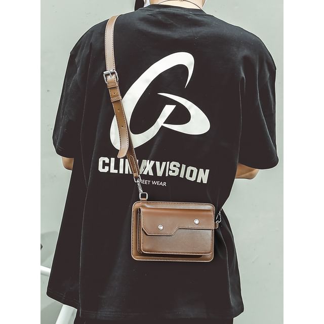 SUNMAN-Faux Leather Square Crossbody Bag