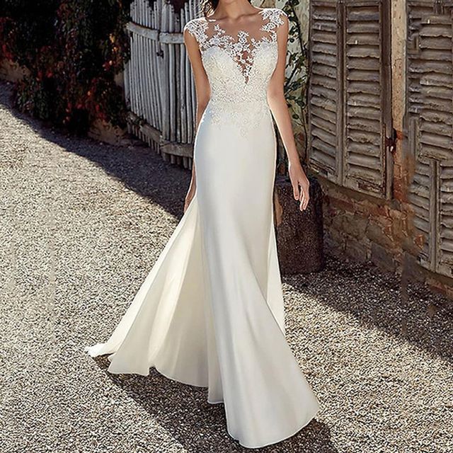 Cap Sleeve Trumpet Wedding Dress