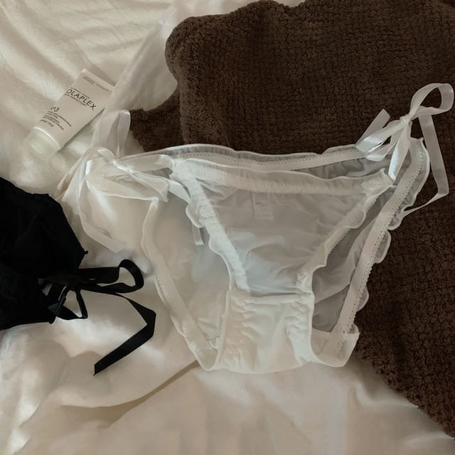 Fenmo-Plain Tie-Side Mesh Panty