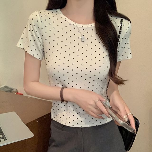 Cloud Nine-Short-Sleeve Crewneck Dotted Tee