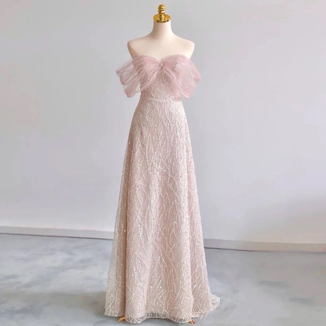 Fioridi-Off-Shoulder Sequin A-Line Evening Gown
