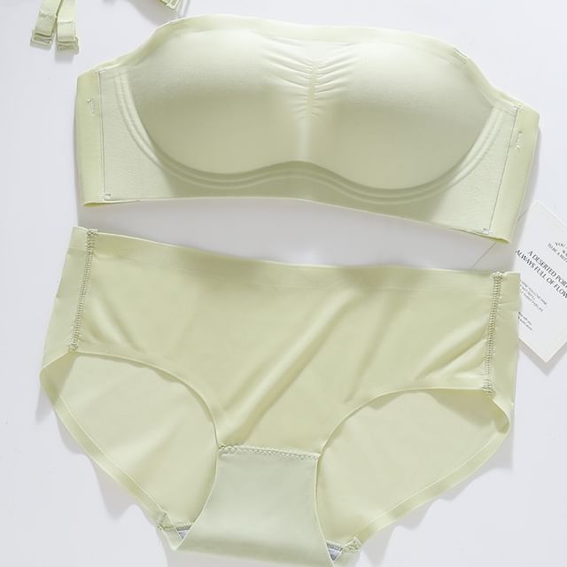 Gecko-Set Detachable Strap Plain Wireless Bra Panty