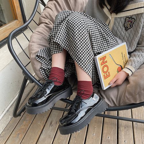 Queen Zoo Plain Faux Leather Platform LaceUp Shoes YesStyle