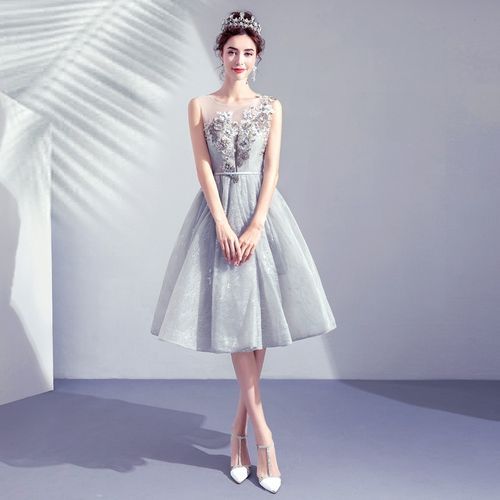 Angel Bridal Sleeveless Floral Embroidered Rhinestone Midi Prom Dress YesStyle