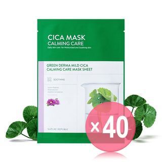 NATURE REPUBLIC - Green Derma Mild Cica Calming Care Mask Sheet  (x40) (Bulk Box)