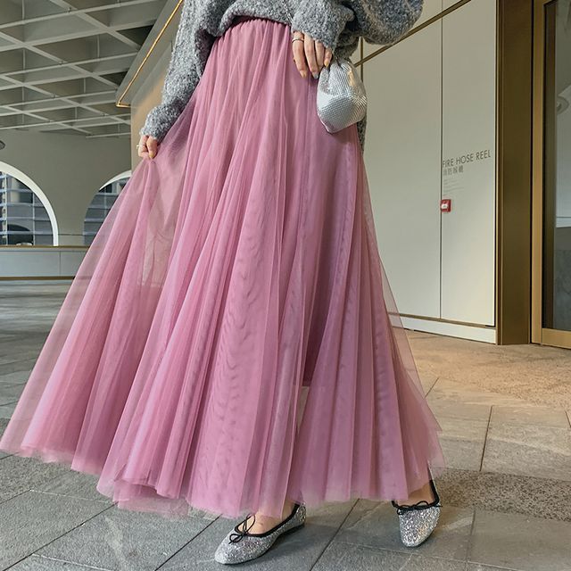 Juuri-Midi A-Line Mesh Skirt