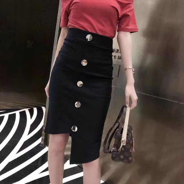 Everose-Asymmetrical Midi Pencil Skirt