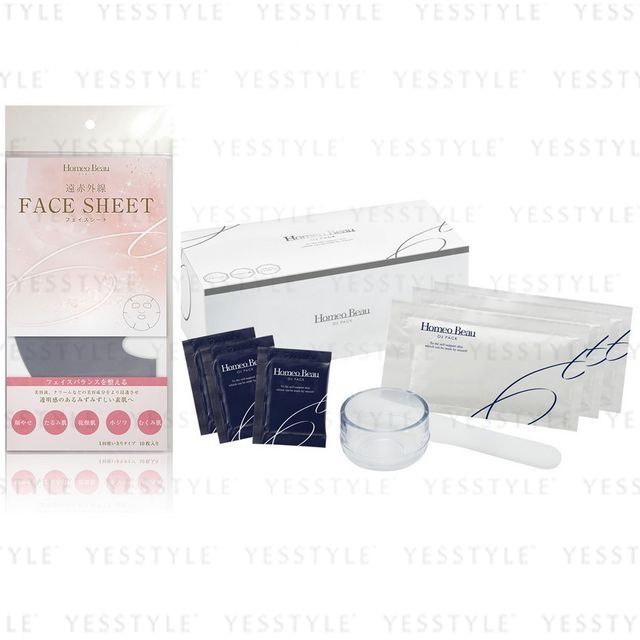 Homeo Beau - O2 Pack & Face Sheet 10 sets + Spatula & Cup
