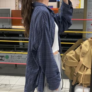 Arroba Collar Plaid Shacket Sale