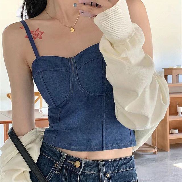 Muezz-Denim Bustier Top