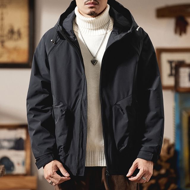 Nataro-Hooded Plain Zip Up Puffer Jacket