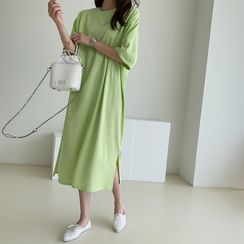 NANING9 - Plain Long T-Shirt Dress NANING9 - Plain Long T-Shirt Dress