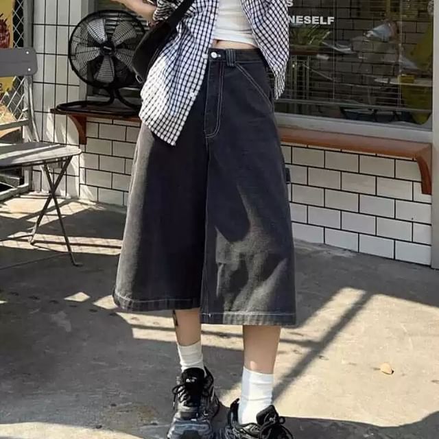 Litoya-High Waist Wide Leg Jorts