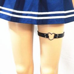 SURELIN - Alloy Heart Faux Leather Garter SURELIN - Alloy Heart Faux Leather Garter