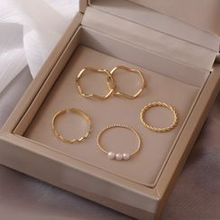 JAMIEL - Set de 5: Anillos dorados JAMIEL - Set de 5: Anillos dorados