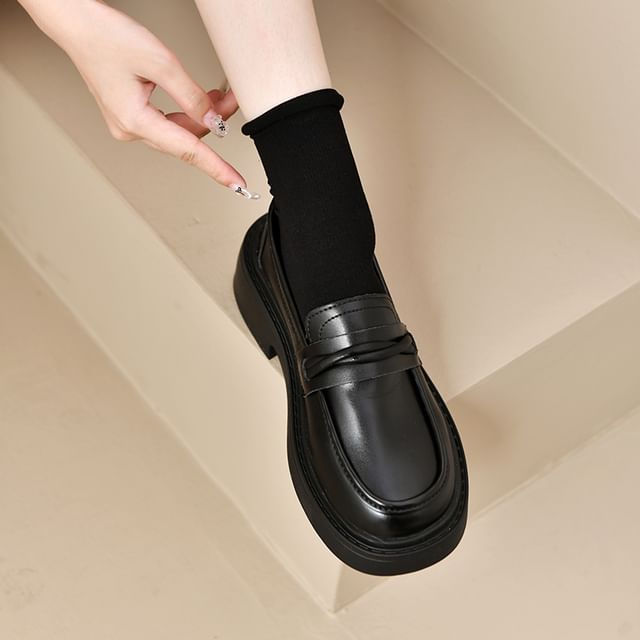 Nikao-Faux Leather Platform Loafers